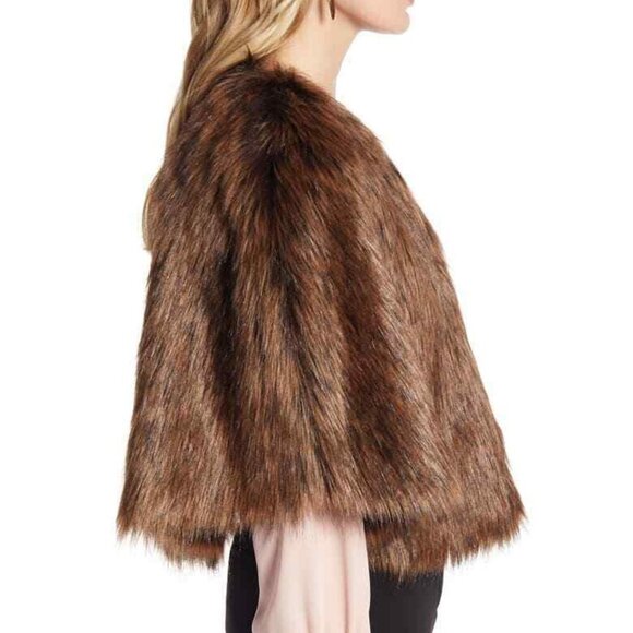NWT Halogen Faux Fur Capelet One Size, BROWN FOX - Picture 4 of 4